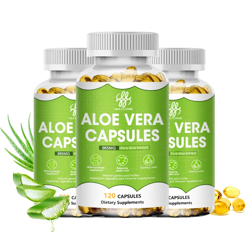 

Natural Aloe Vera Extract Capsules For Gut Digestive Health Support Fat Burning Anti Cellulite Slimming Loss Fat for Woman & Man