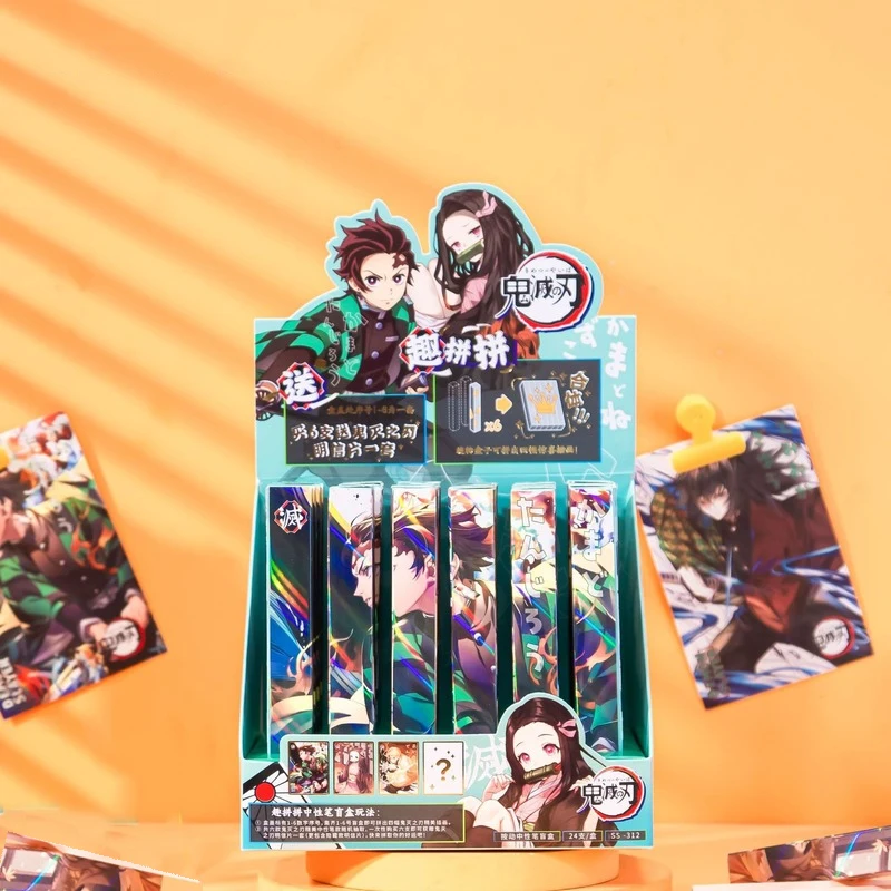 

24 Pc/Box Anime Demon Slayer Kimetsu No Yaiba Pen Toy 0.5mm Random Press Gel Pen Study Stationery Gift Writing Stationery