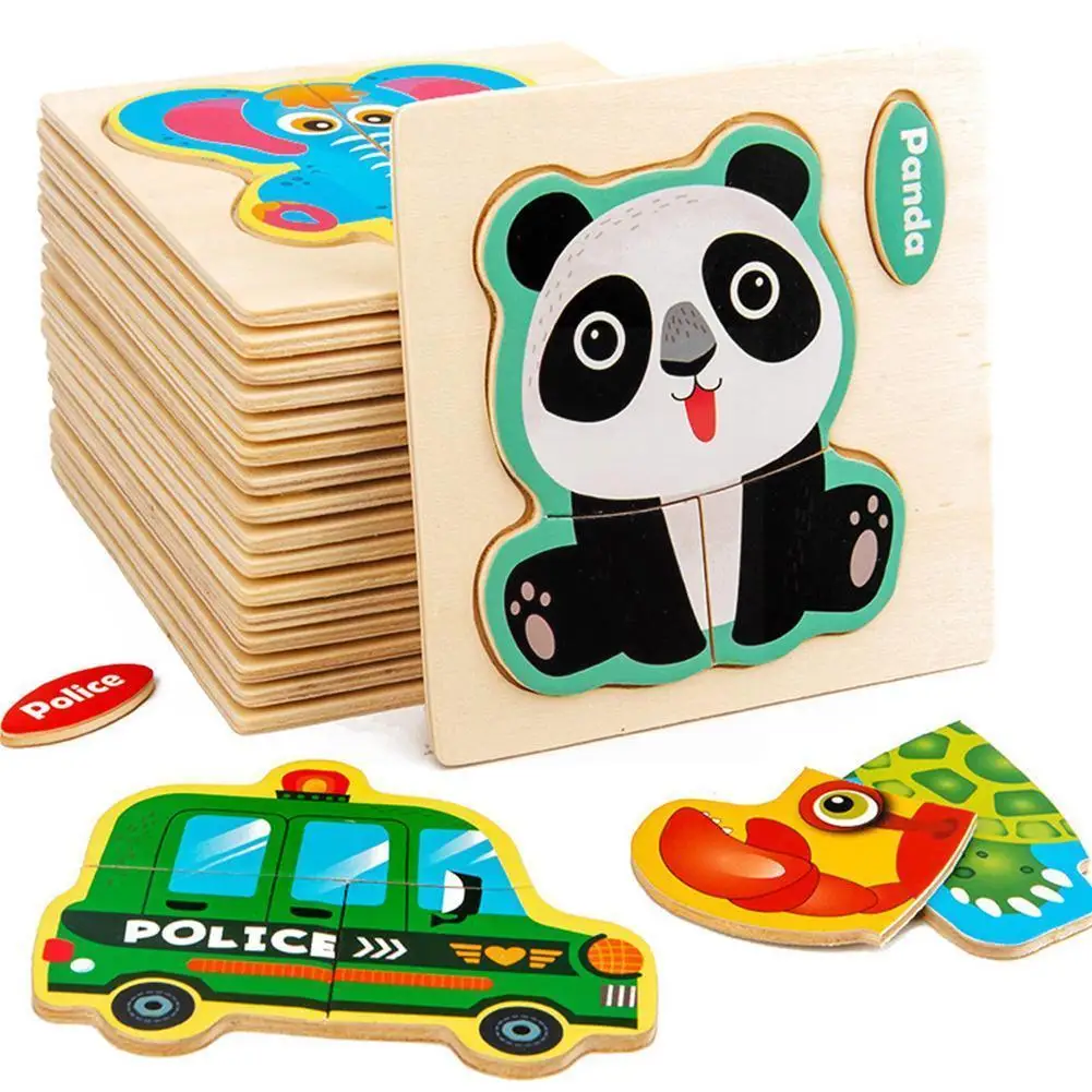 

Wooden 3d Cartoon Animal Simple Puzzles Jigsaw Toys Early Cognition Educational Intelligence Games Learning Styles Multi To I2w3