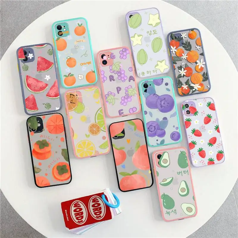

Summer Fruit Phone Case for iPhone X XR XS 7 8 Plus 11 12 13 pro MAX 13mini Translucent Matte Case