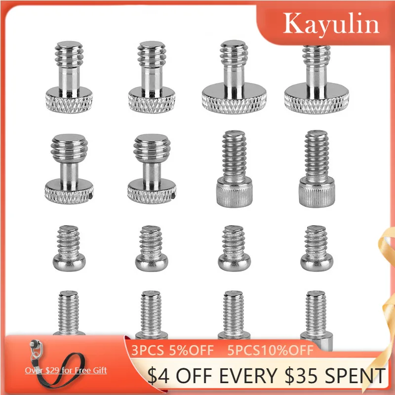 

CAMVATE 1/4"-20 & 3/8"-16 & M5 Thread Screw Nuts Assortment Kit For DSLR Camera Cage Rig & Accessories Assembly (16 pcs)