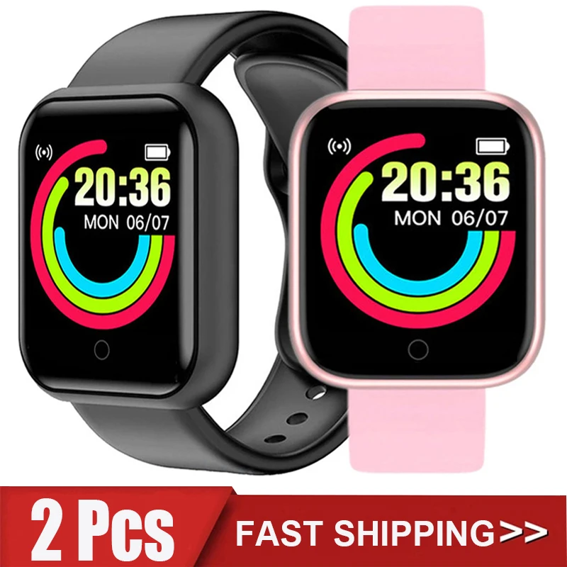 

2Pcs Y68 Smart Watch Men Women Digital Watches Bluetooth Sport Fitness Tracker Pedometer D20 Smartwatch For Android IOS Xiaomi