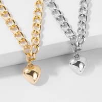 wholesale fashion heart pendant necklace for women gold silver color love clavicle chains metal jewelry girl gift accessories