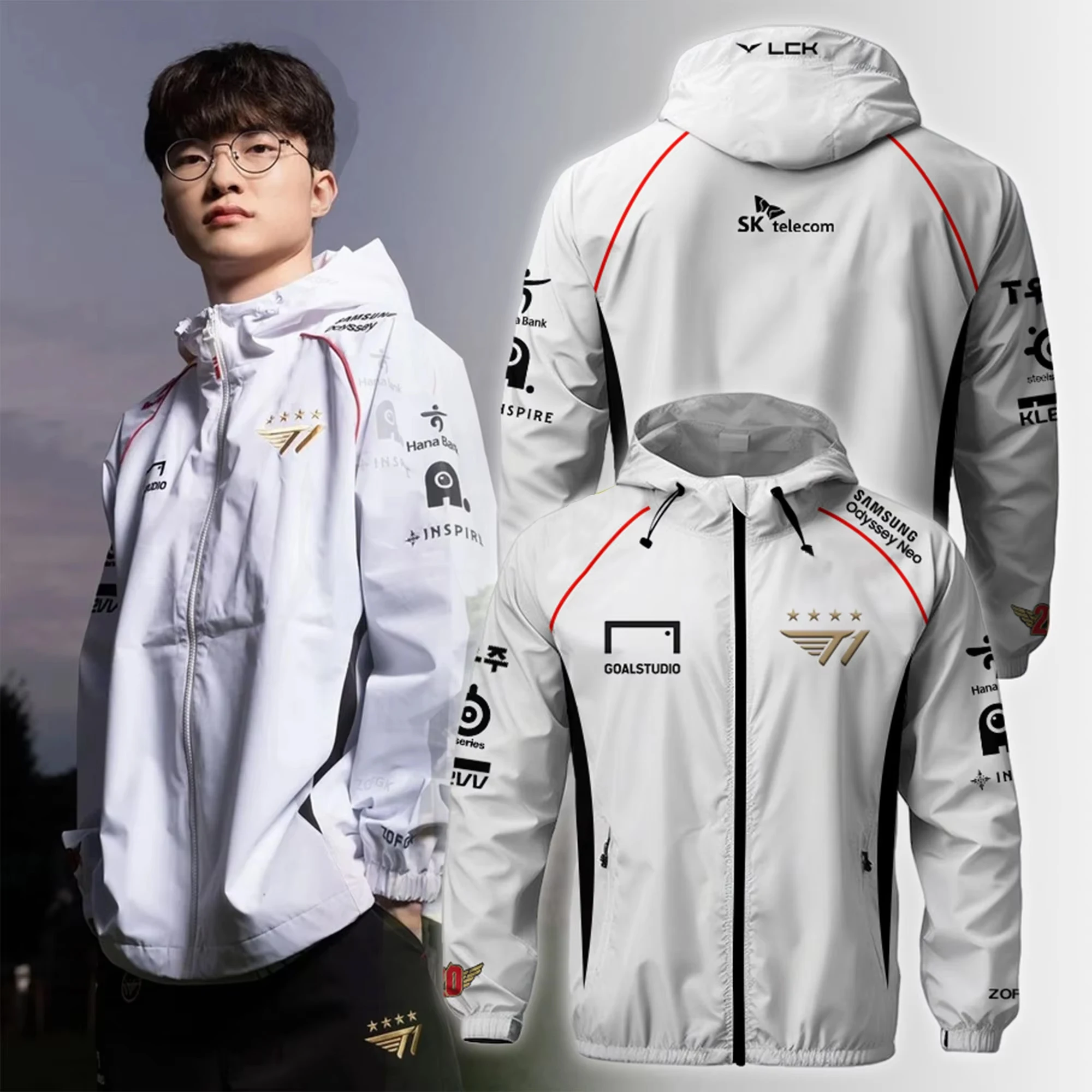 Лидер продаж HardsheT1 Worlds Uniform Esports Team Jersey LOL Games Faker Fan Support Unisex Oversized Куртка с капюшоном