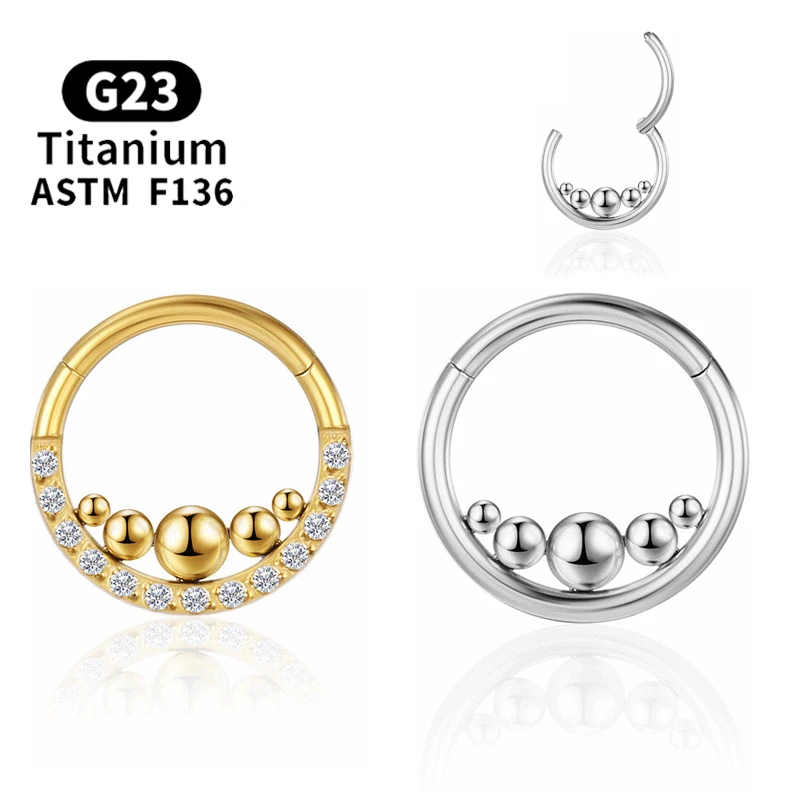 

Septum Piercing Cartilage Tragus Nose Ring Titanium Clicker Zircon Helix Industrial Sexy Earrings Hinge Segment Body Jewelry