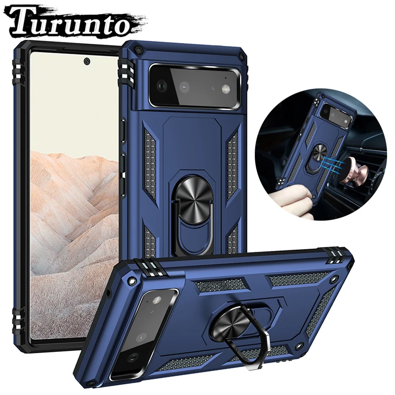

Shockproof Phone Case For Google Pixel 6 Metal Magnetic Ring Phone Protective Back Cover For Pixel 6Pro 6A 7 7Pro Pixel6 Pixel7