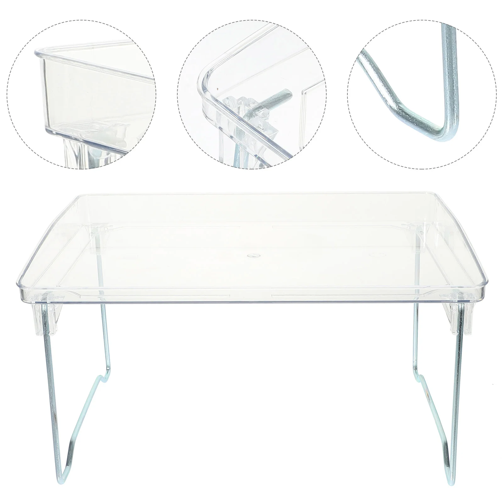 

Portable Breakfast Tray Table for Bed with Folding Legs and Clear Acrylic Surface
