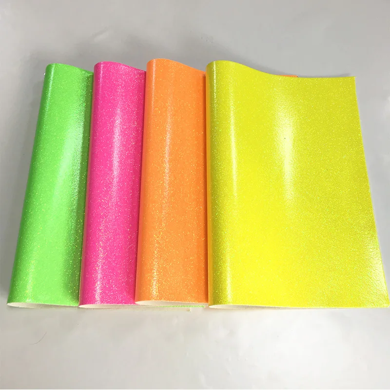 

XHT Fluorescent Smooth Surface Crystal PU Glitter Faux Leather Fabric Sheet for Making Shoe/Bag/Purse/DIY Accessories