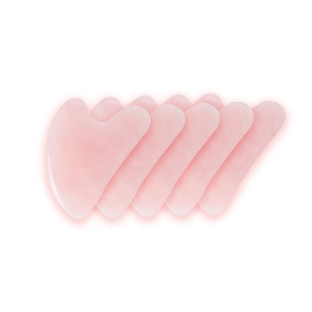 

5pcs Rose Quartz Natural Jade Gua Sha Stone Board Massage Guasha Plate Face Massager Gouache Scraper Facial Lift Wrinkle Remover