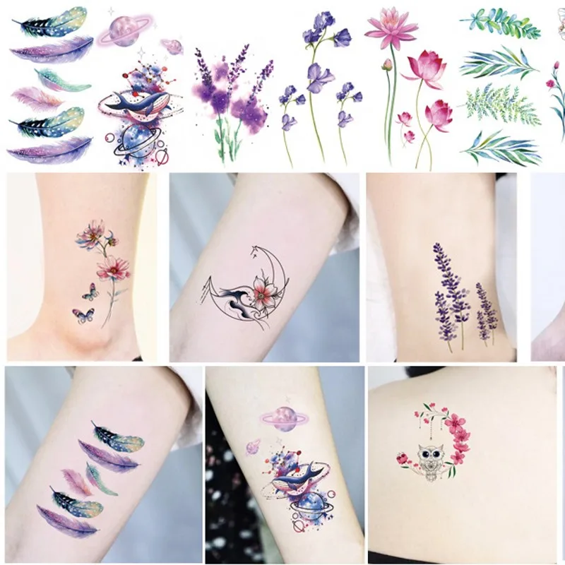 

Sdotter Sexy Flower Leaves Temporary Tattoos Body Art Painting Arm Legs Tattoos Sticker Realistic Fake Black Rose Waterproof Tat