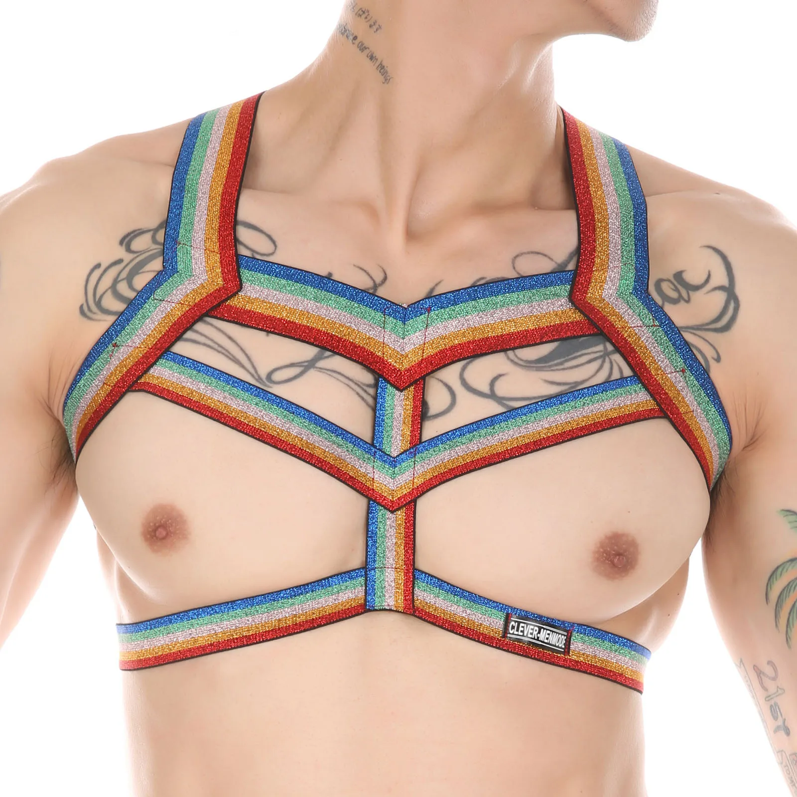 

Men Flash Rainbow Fitness Shoulder Strap Jump Deer Muscle Show JockStrap Elastic Panties Gay Nightclub Lingerie Elastic Bodysuit