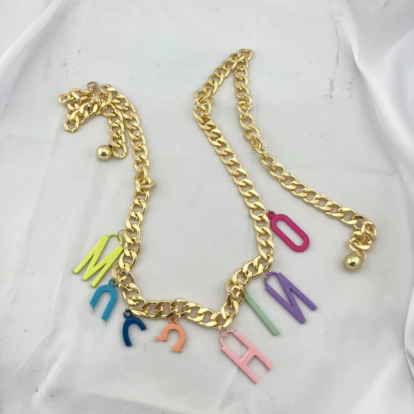 Mosch Letter Necklaces Tassel Necklace Waist Pendant Hellboy Chain Nightclub Big Letter Necklace Women Jewelry Punk Style Girls