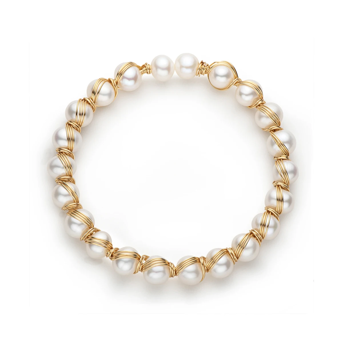 

Mihiari Natural 8-9mm Freshwater White Pearl Cluff Bracelet 14K Gold Filled Open Bracelet For Women
