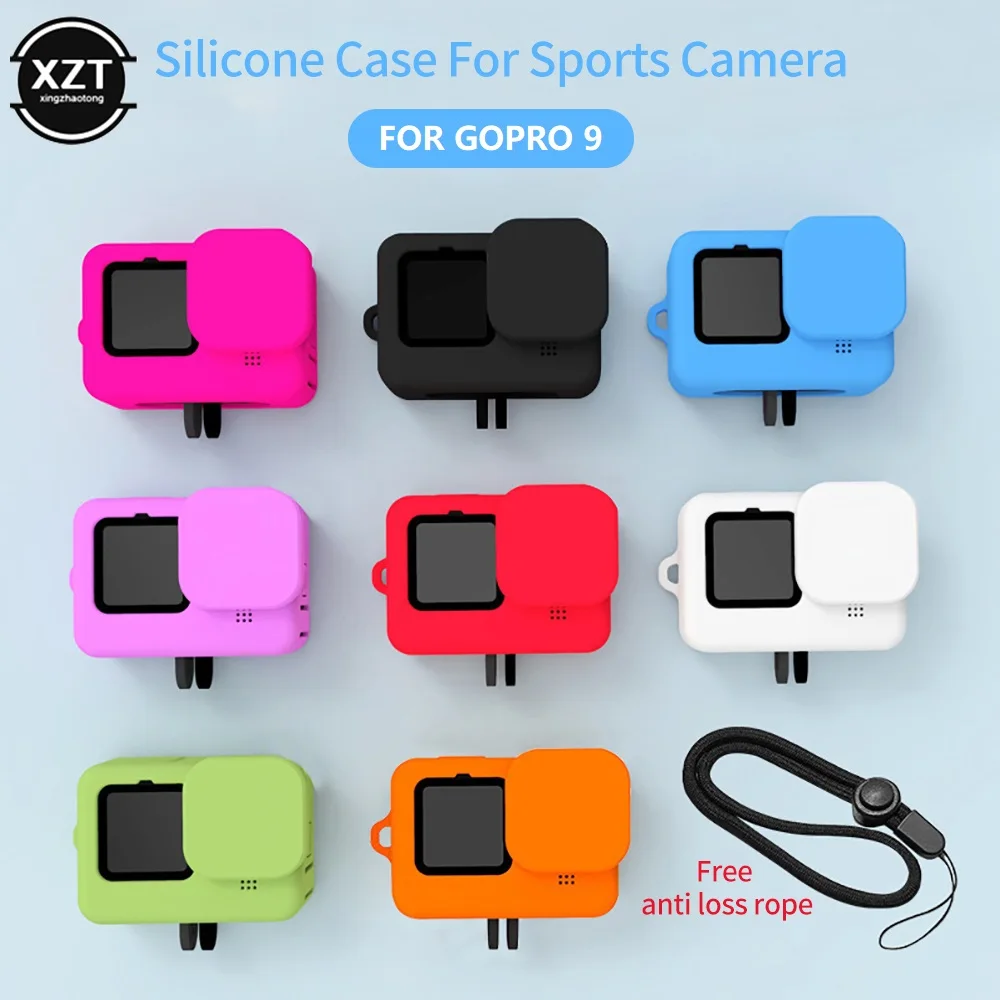 Купи Silicone Case Lens Cap Cover Protector Shell For GoPro Hero 10/9 Black Camera Frame Wrist Strap For Hero10 Hero9 Accessories за 82 рублей в магазине AliExpress