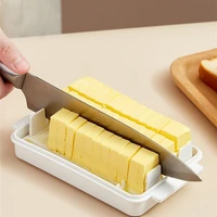 1pc wooden color plastic butter cutting storage box cheese fresh keeping box with lid breakfast cheese tools kitchen accessories