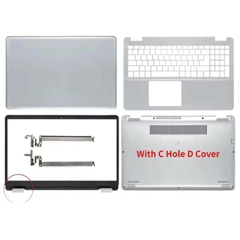 Фото Новые детали для Inspiron 15 5584 P85F: задняя крышка LCD 0GYCJR, передняя рамка 0J0MYJ, петли 0DFX5J, подставка для рук 02T6HN, нижний корпус 15.6 дюймов, серебристый цвет. №1