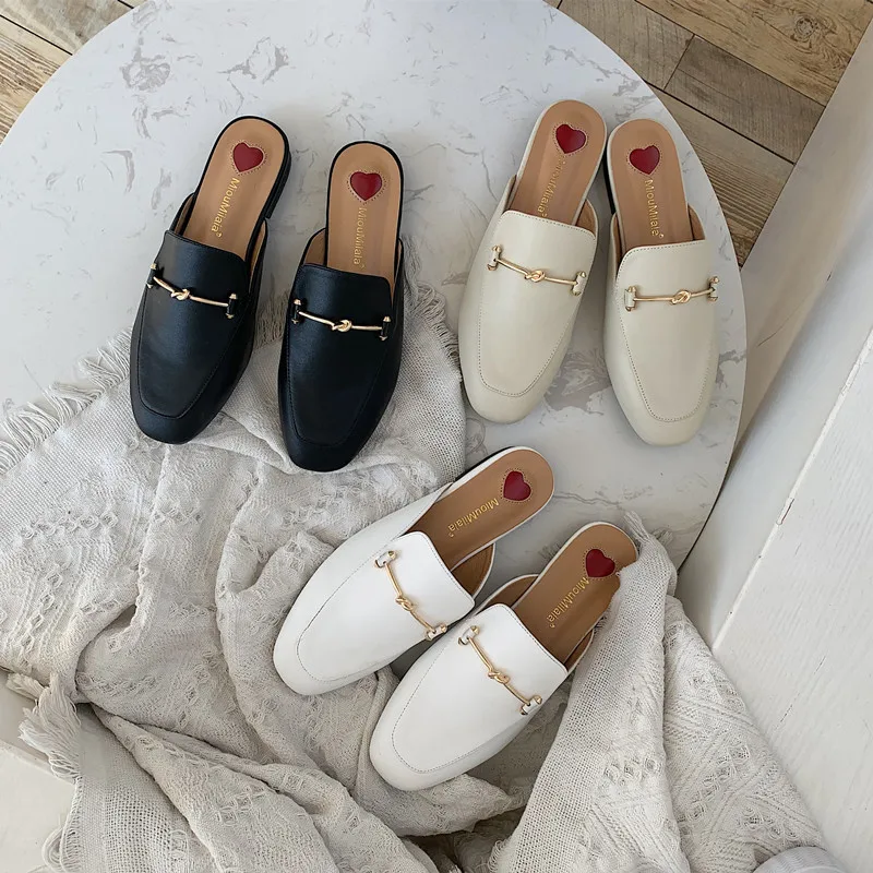 

Women's Slippers 2022 Summer New Baotou Slippers Ladies Outer Wear Fashion Flat Retro Lazy Mules Women Shoes