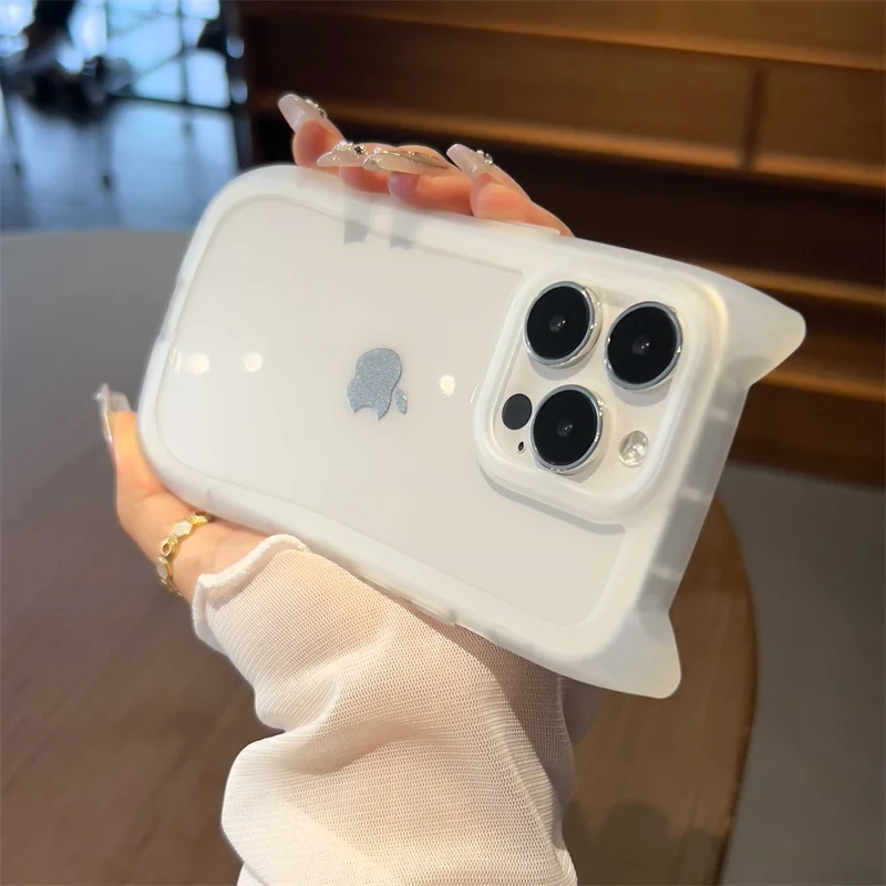 Симпатичный 3D кот силиконовый чехол для iPhone 16 11 12 15 14 13 Pro Max XR 8 7 Plus Прозрачный
