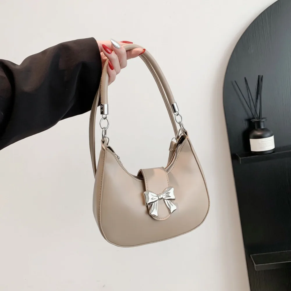 2024 модная сумка через плечо с бантом на подмышках однотонная женская