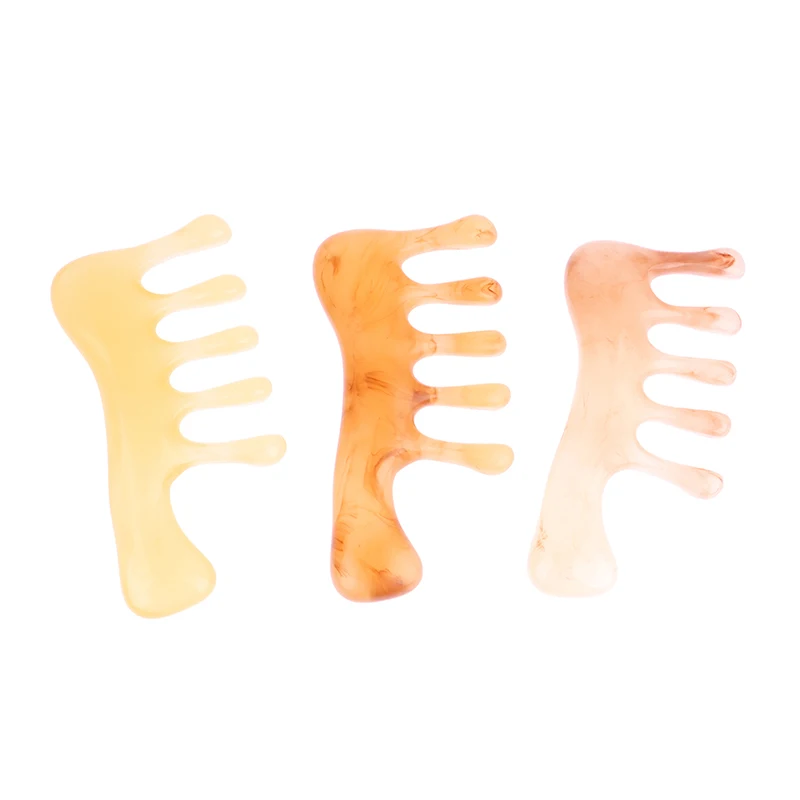 

1 PC Resin Beeswax Wide Tooth Massage Comb Scraping Scalp Massage Brush Head Physiotherapy Meridian Hair Care SPA Tool