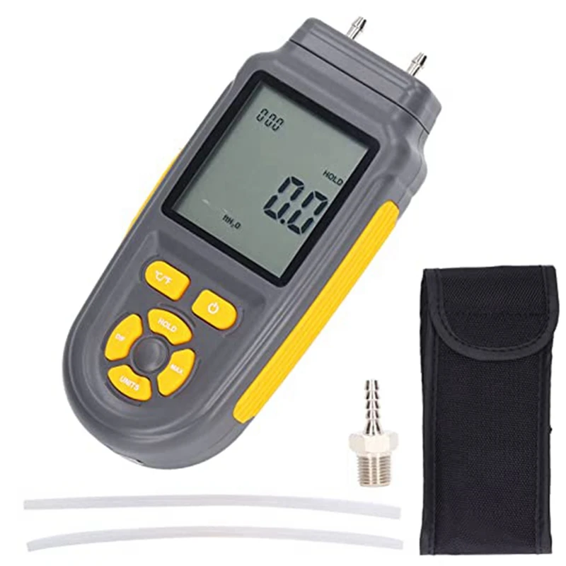 

Digital Pressure Gauge Wide Range Differential Pressure Meter Handheld Manometer Dual Port Manometer Gas Pressure Tester