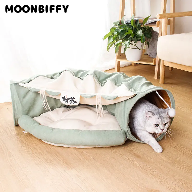 

Cat Bed Tunnel Collapsible Removeable Cat Toys Tunnel Tube Pet Interactive Play Toys with Plush Balls for Cat Puppy Pet Supplies