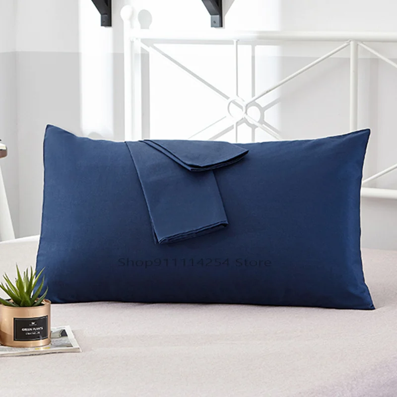 

Однотонная наволочка для подушки из 100% хлопка, прямоугольная, розовая/синяя/серая, 48*74 см, 1 шт.