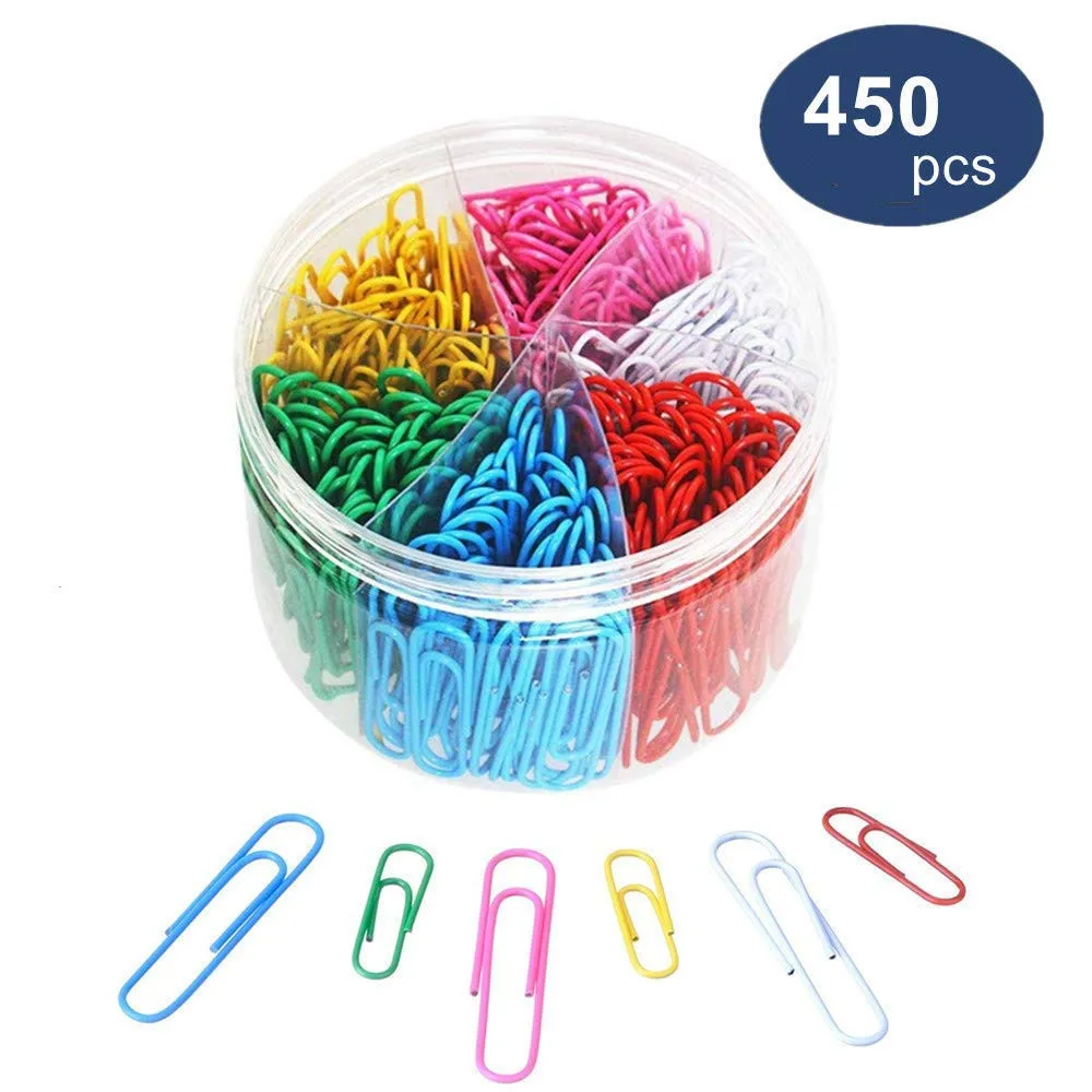 

Cross-Border Hot Selling Plastic Wrapped Color Paper Clips Multi Specification Mixed Metal Silver Paper Clips Set Combination St