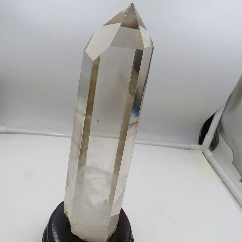 

New Arrival !!! 787g Natural Smoky Clear Quartz Crystal Tower Point Wand Reiki Healing for Christmas Gifts , Home Decoration