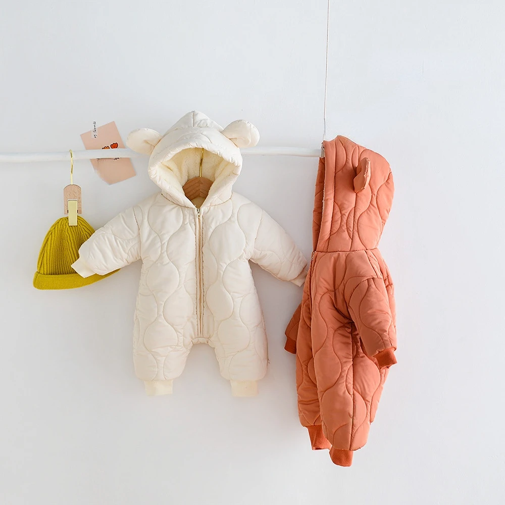 

Комбинезон для новорожденных девочек и мальчиков, однотонный плотный теплый комбинезон с мультипликационным рисунком, детское боди с длинным рукавом, C01