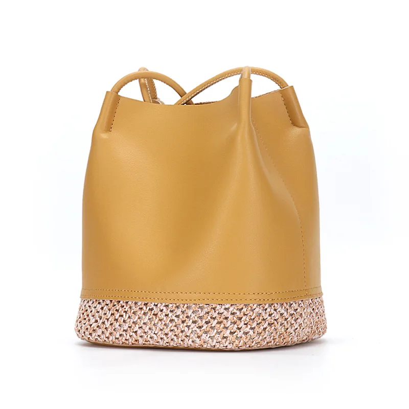 

Leather Ladies Handbag Designer Luxury One Shoulder Bucket Bag Inside and Outside Leather Ladies Handbag Composite