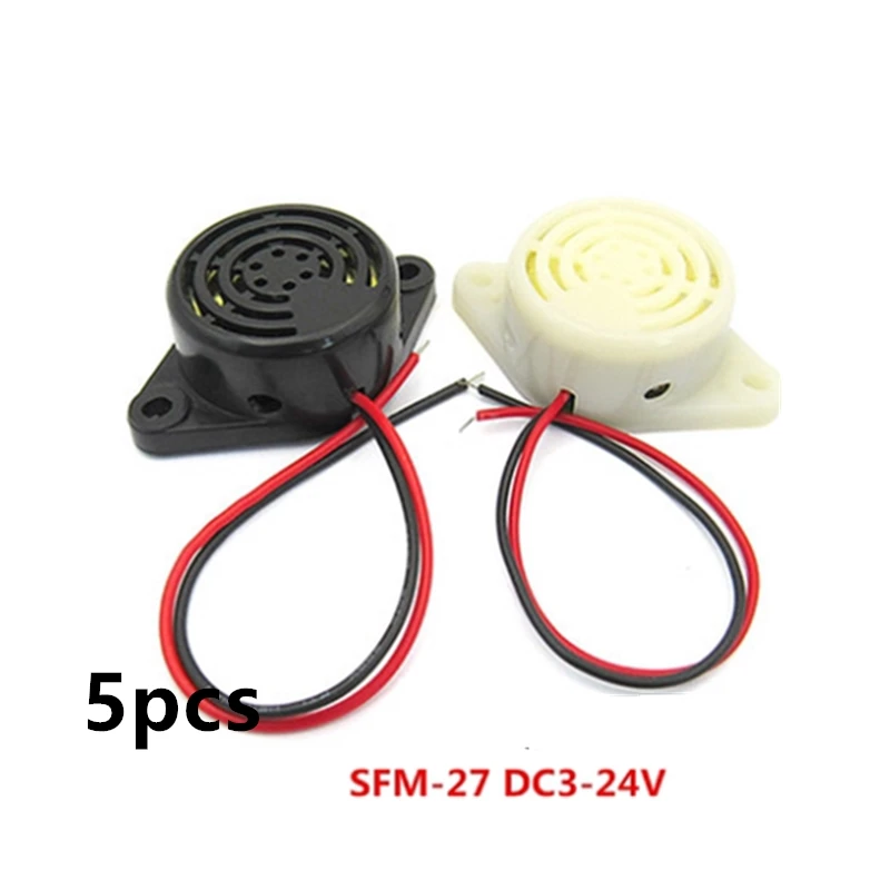 

5 шт./лот высота-децибел SFM-27 DC3-24V непрерывный звуковой зуммер черный белый