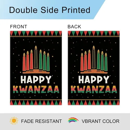 Фото Садовый флаг Happy Kwanzaa, 12×18 дюймов, двусторонний, EYY IIX SSL №5