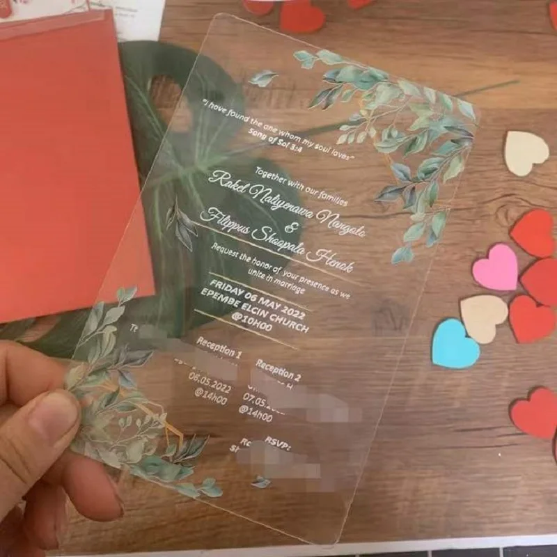 30 шт. Персонализированные Прозрачные Акриловые Пригласительные открытки