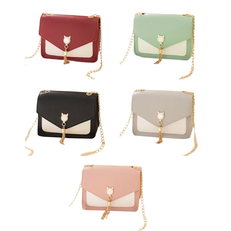 

M6CC Fashion Commuters Bag Elegant Crossbody Shoulder Bag PU Leathers Shoulder Bags Handbags Cat Tassels Bag