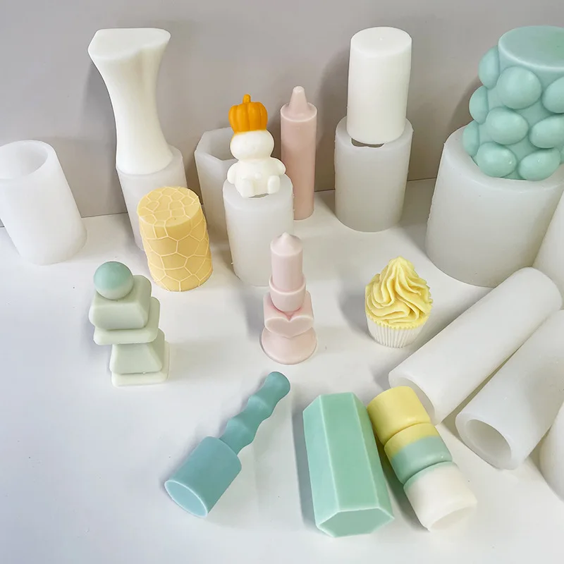 

Geometry Candlestick Silicone Mold For Aromatherapy Handmade Soap Silicone Mold Large Home Decoration Irregular Candle Mould