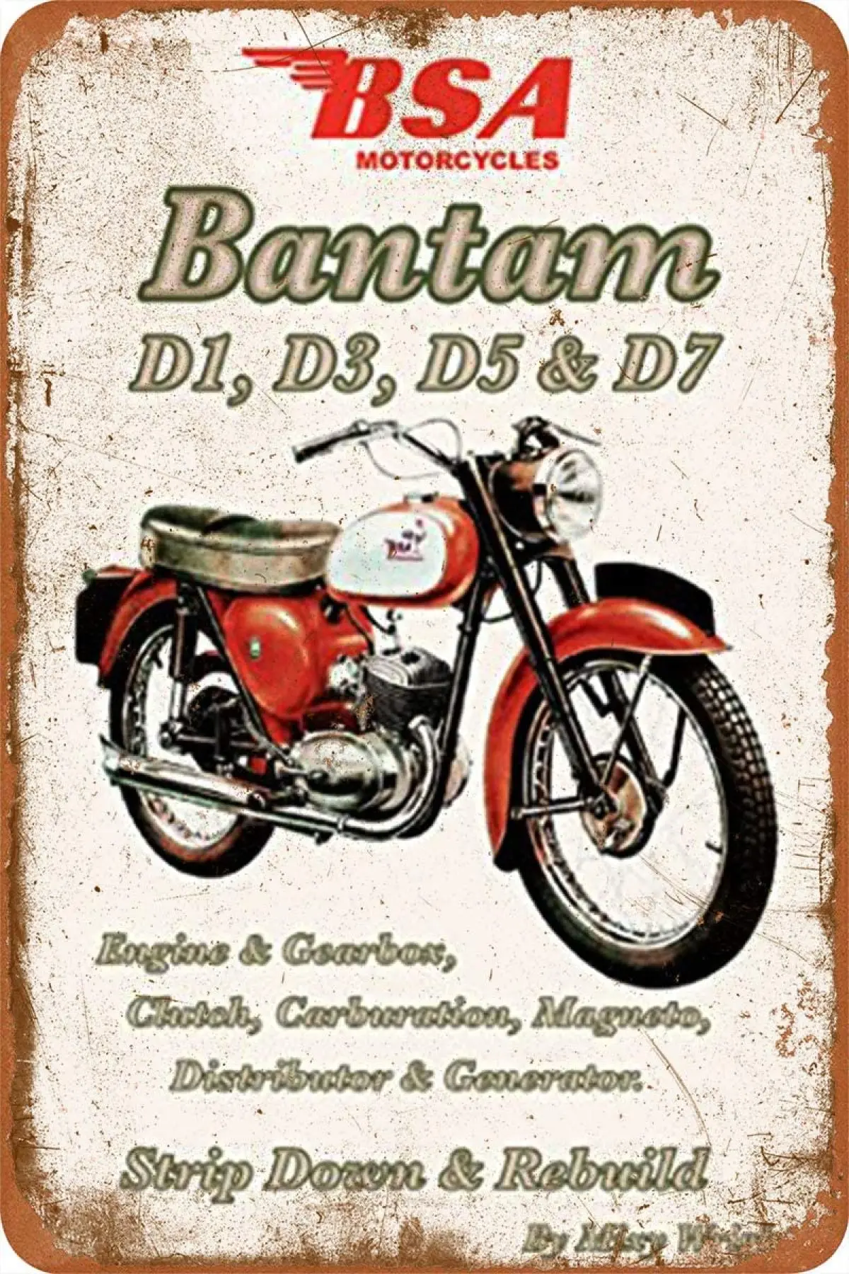 

BSA Bantam Vintage Tin Sign Art Iron Painting Rusty Poster Decoration Aluminum plaque