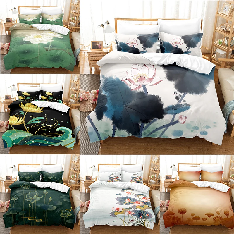 

2/3PCS Lotus Bedding Sets Home Bedclothes Pillowcase Comforter Cover Home Textiles Bedding Set Duvet Cover King Size stray kids