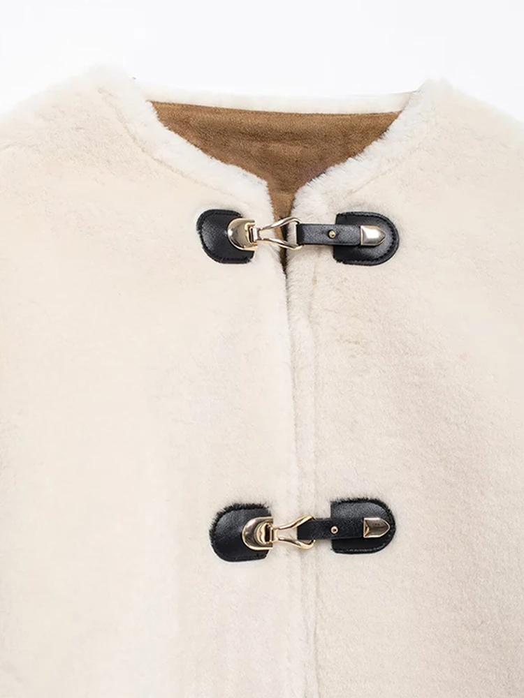 Плюшевое пальто с веревочным узлом женская двусторонняя куртка из