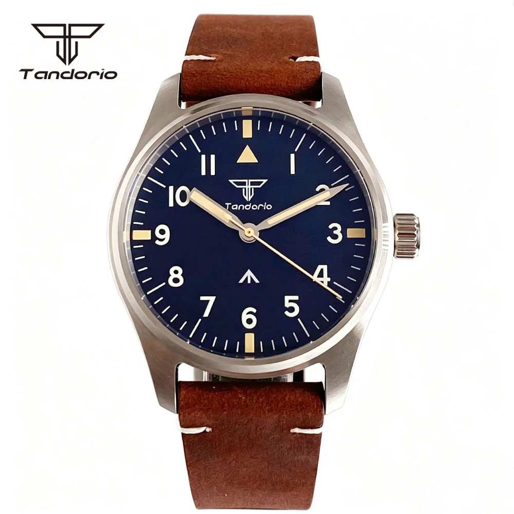 Фото Часы Tandorio Pilot Aviator 39 мм с сапфировым стеклом, светящимся циферблатом, автоматическим механизмом NH35/Asia2824 или кварцевым механизмом VH31, водонепроницаемость 20 бар, дайверские наручные часы. №4
