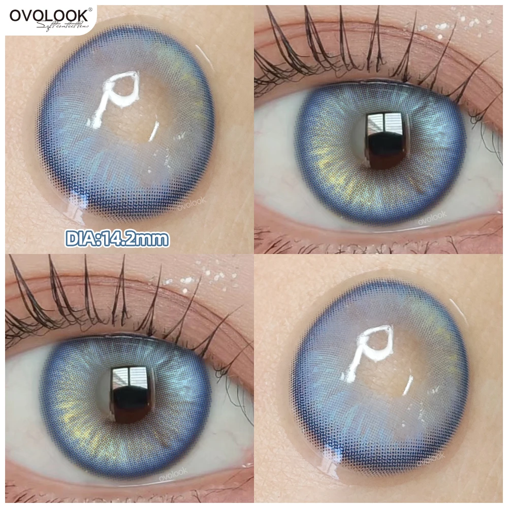 Фото OVOLOOK-2 шт. радужные цветные контактные линзы для глаз, линзы для близорукости, цветные линзы Belleza для учеников, цветные линзы для макияжа, градиентные линзы №1