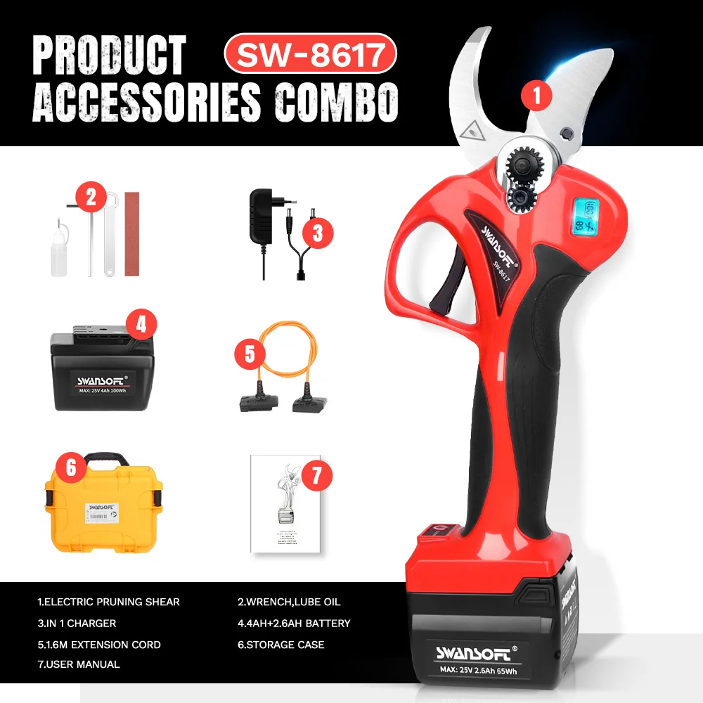 Электрические ножницы для резки swansoft sw 8617 беспроводные 40 мм секаторы с