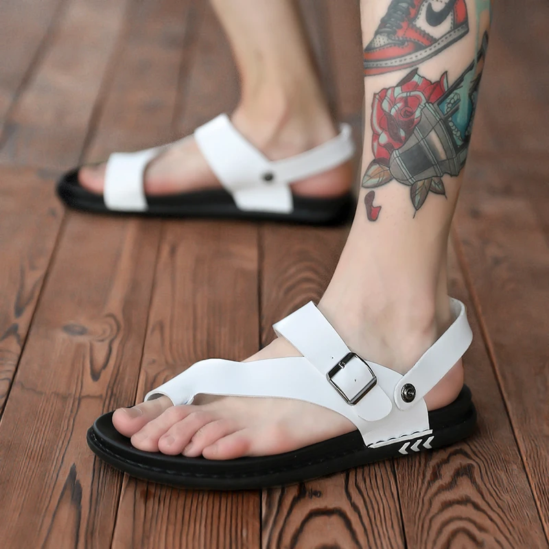 

Pool Sandals Open Shoes Man Arabic Sandals Boy Flip Flops Beaches With Toes Fashion Gladiator Sandals Men Buckle Vacation Shoes