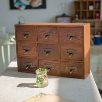 1pc 9 drawer storage box groceries vintage wooden finishing cabinet desktop wall organizer box 39x10x26cm jl 075