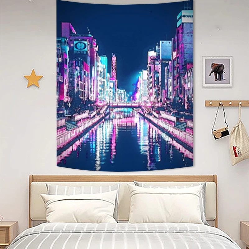 

Tapestry Aesthetic Room Decoration Japan Neon Wall Decor Tapestries Decors Home Bedroom Tapries Fabric Hanging the Decorative