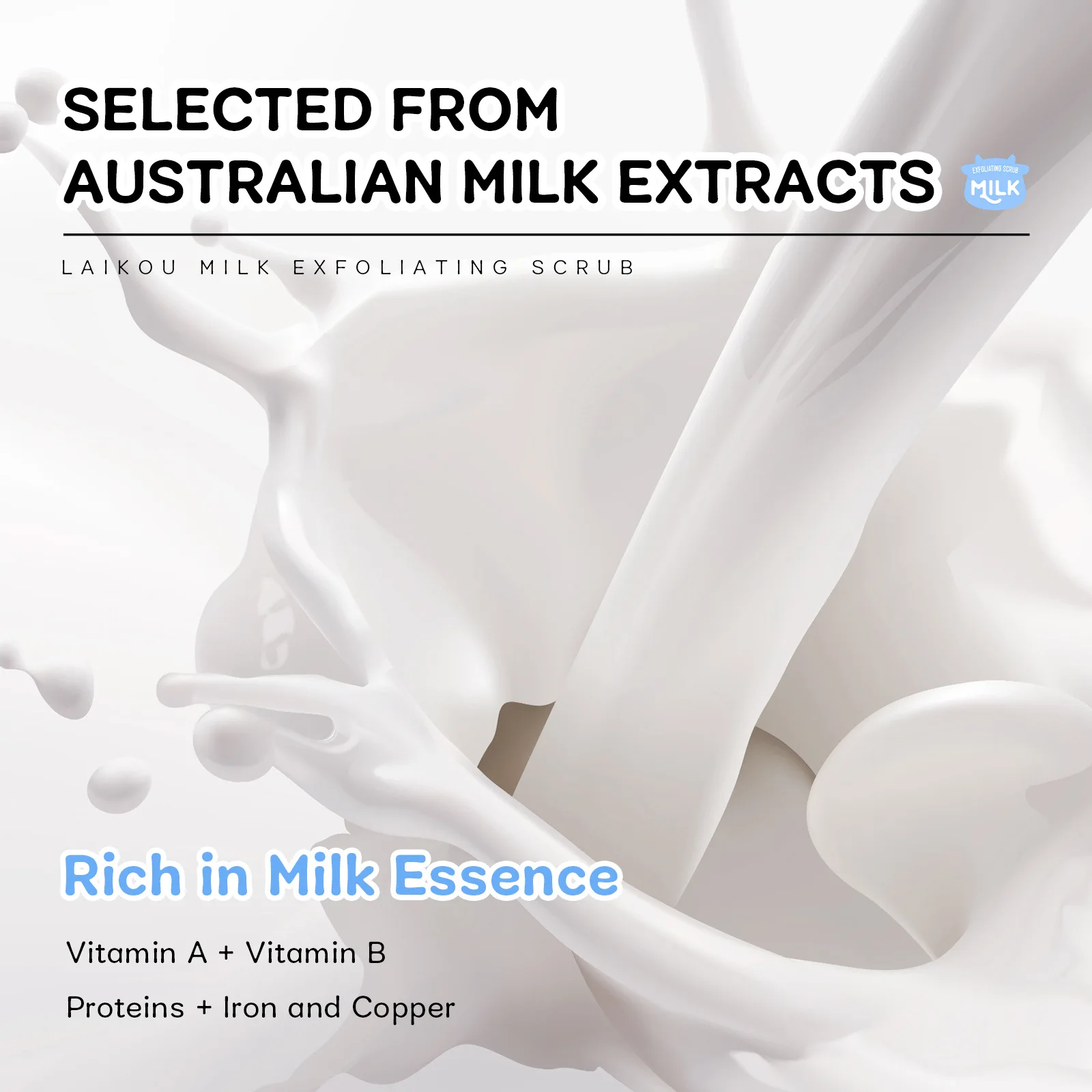 Фото LAIKOU Молочный отшелушивающий скраб для тела, глубоко очищающий, смягчающий омертвевшую кожу, увлажняющий, пилинг-скраб, лосьон для тела, уход за кожей, 90 г №4