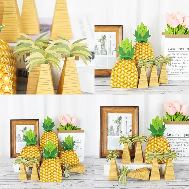 

Hawaii Party Decoration 20/10P Tropical Coconut Tree Pineapple Shape Gift Candy Box for Summer Beach Birthday Wedding Decor