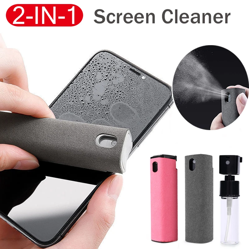 

2-in-1 Screen Cleaner Spray for Mobile Phone PC Tablet Ipad Screen Dust Remover Microfiber Wiper Cloth Polish Cleaning Tools