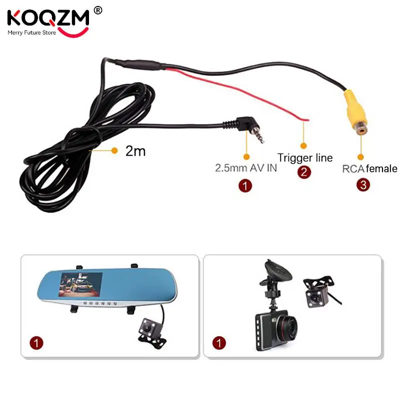 

RCA To 2.5mm AV IN Converter Cable For Car Rear View Reverse Parking Camera To Car DVR Camcoder GPS Tablet