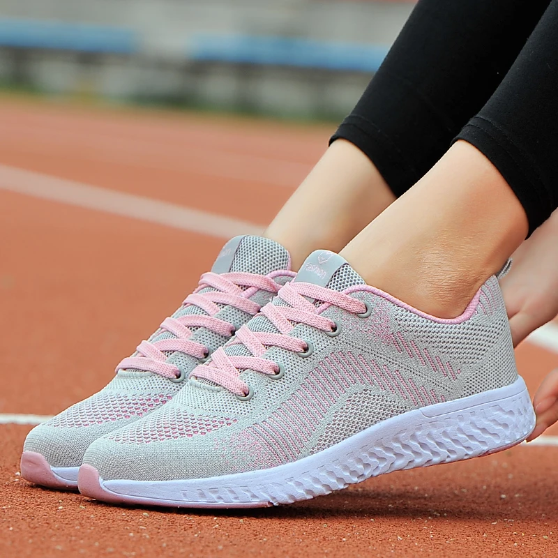 2022 Fashion Leisure Spring Women's Flat Shoes Breathable Weave Soft Lightweight Women's Sneakers Putdoor School Women Sneakers